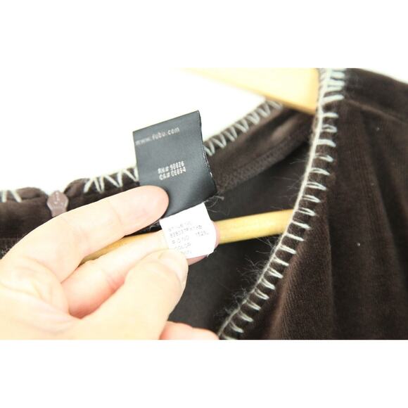 Vintage Y2K Brown Velour FUBU Jumpsuit One piece Plus Size 3X Bodycon Hip Hop - Picture 3 of 14